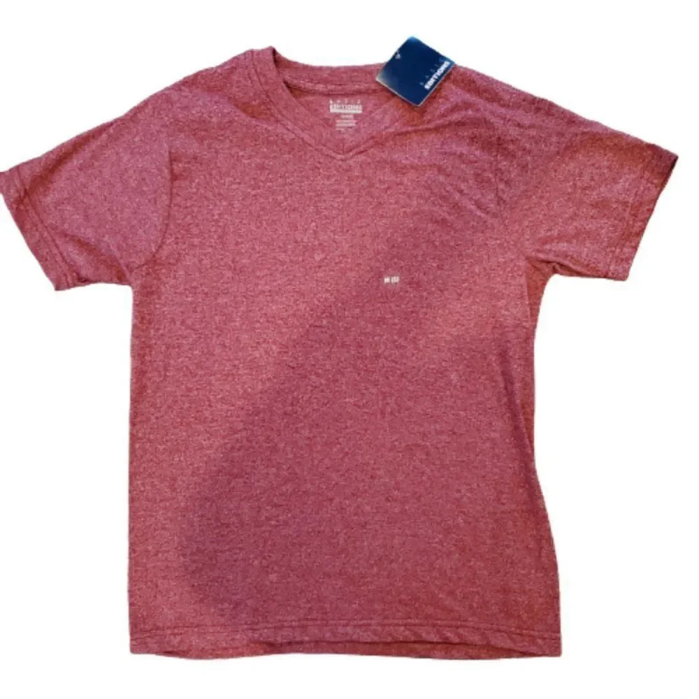 Basic Editions Boy's Red V Neck T-shirt Short Sleeve Pullover Size M